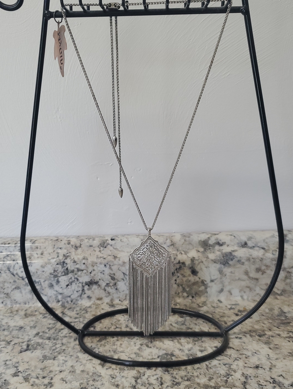 KENDRA SCOTT Silver Fringe Pendant Necklace - Women Jewelry